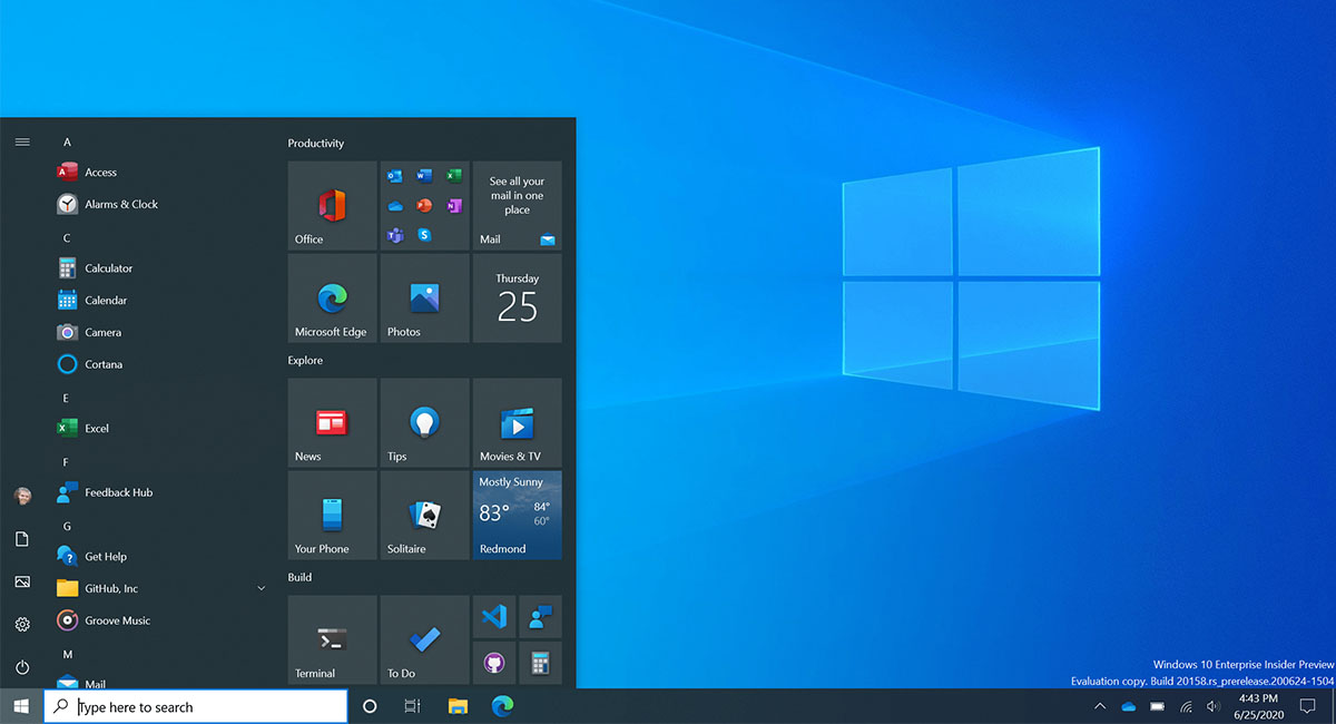 New Windows 10 Start Menu